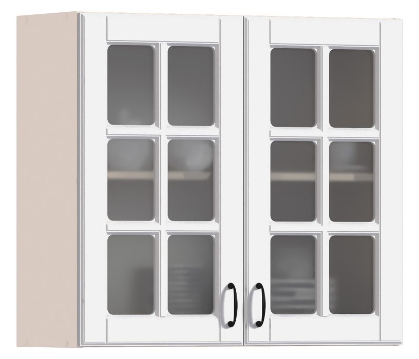 Регина, Регина РП-80 Полка с двумя витринами Песочный/МДФ Белый матовый