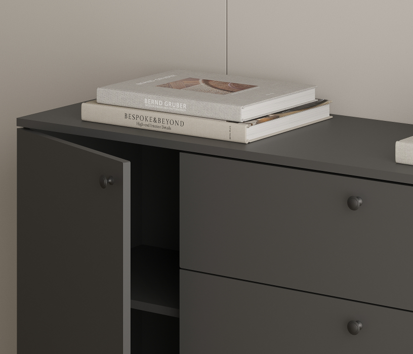 Комоды, Комод Тренд СБ-3443 3 ящика, 2 двери Диамант серый (ручка-кнопка)