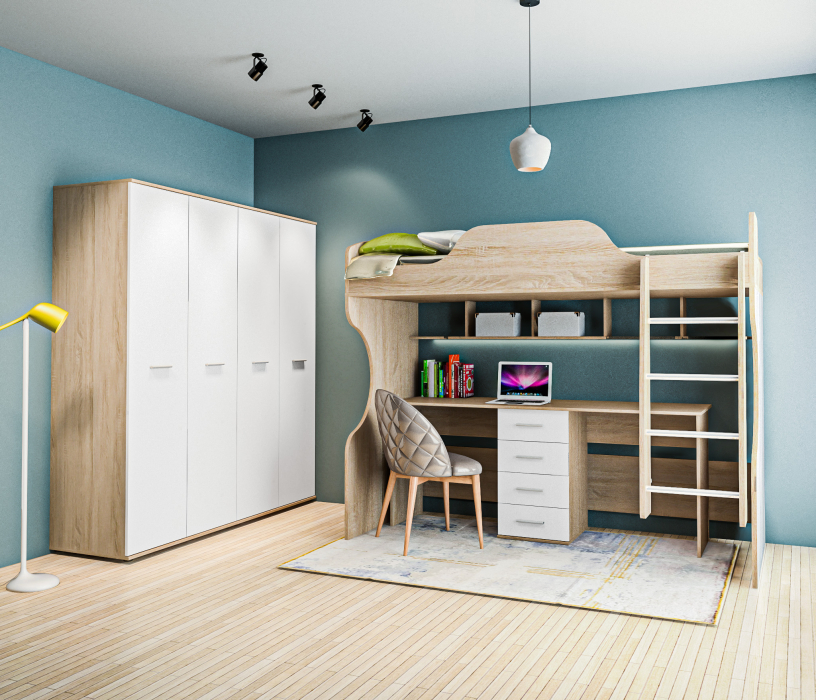 Для девочек, Мамбо детская для двух школьников Дуб Сонома/Белый