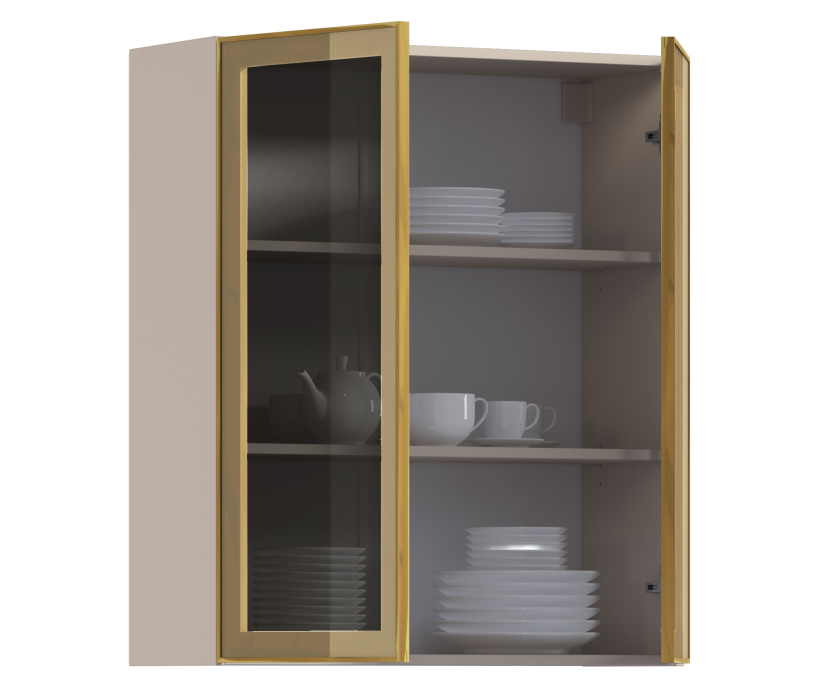 Навесные, Навесной шкаф Регина РП-180 (Песочный/Витрина Золото)