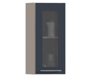 Регина РПТУ-30 Полка торцевая с витриной Песочный/МДФ Графит глянец